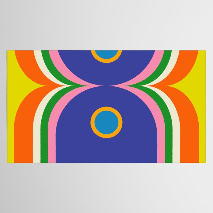 Fun Bold Colorful Mod Curves Retro Abstract Tablecloth Gallery Image 2