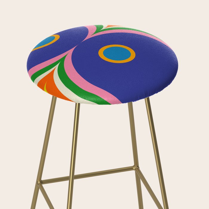 Fun Bold Colorful Mod Curves Retro Abstract Stool Gallery Image 2