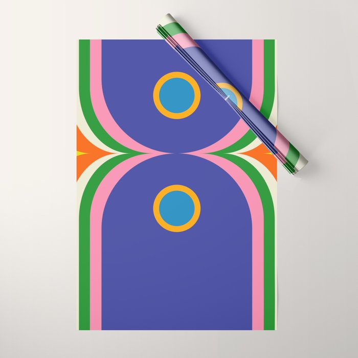 Fun Bold Colorful Mod Curves Retro Abstract Wrapping Paper Gallery Image 1