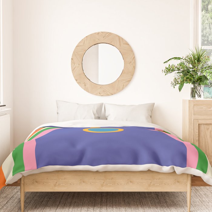 Fun Bold Colorful Mod Curves Retro Abstract Duvet Cover Gallery Image 3