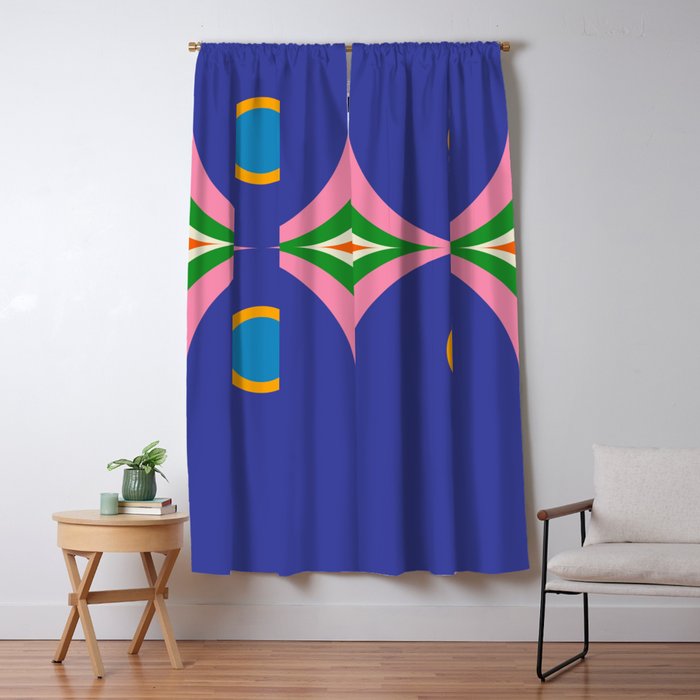 Fun Bold Colorful Mod Curves Retro Abstract Window Curtain Gallery Image 1