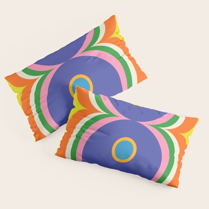 Fun Bold Colorful Mod Curves Retro Abstract Pillow Sham Gallery Image 2