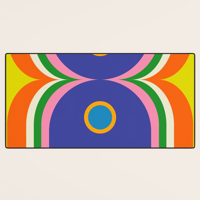 Fun Bold Colorful Mod Curves Retro Abstract Desk Mat Gallery Image 3