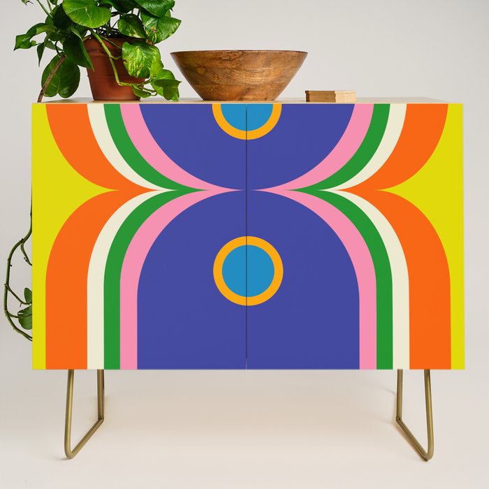 Fun Bold Colorful Mod Curves Retro Abstract Credenza Gallery Image 1