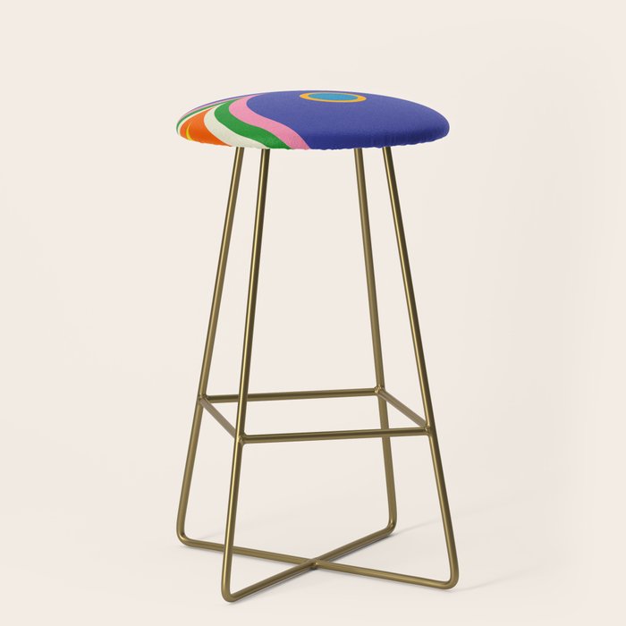 Fun Bold Colorful Mod Curves Retro Abstract Stool Gallery Image 2