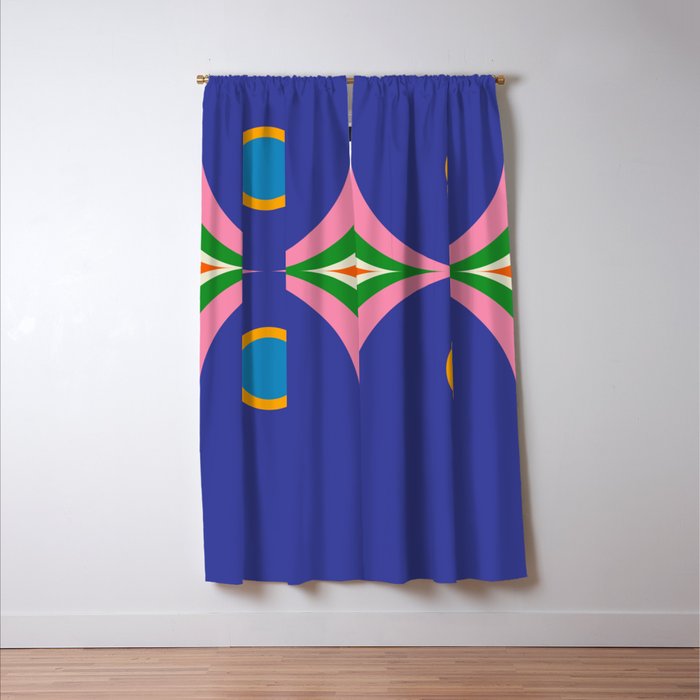 Fun Bold Colorful Mod Curves Retro Abstract Window Curtain Gallery Image 3
