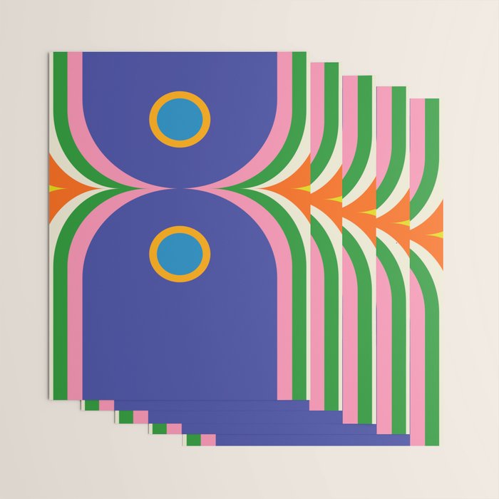 Fun Bold Colorful Mod Curves Retro Abstract Wrapping Paper Gallery Image 3