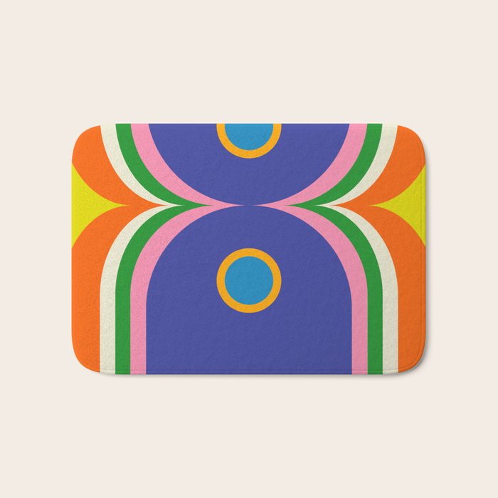 Fun Bold Colorful Mod Curves Retro Abstract Bath Mat Gallery Image 1