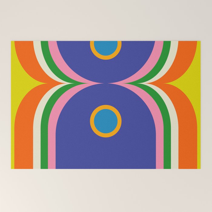 Fun Bold Colorful Mod Curves Retro Abstract Welcome Mat Gallery Image 2