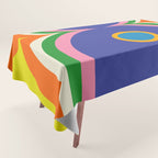 Fun Bold Colorful Mod Curves Retro Abstract Tablecloth Gallery Image 1