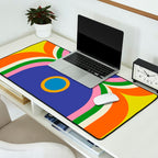 Fun Bold Colorful Mod Curves Retro Abstract Desk Mat Gallery Image 2