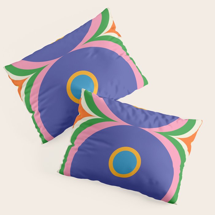 Fun Bold Colorful Mod Curves Retro Abstract Pillow Sham Gallery Image 3