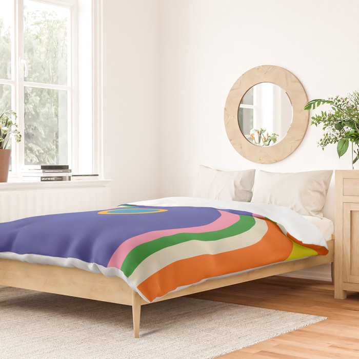 Fun Bold Colorful Mod Curves Retro Abstract Duvet Cover Gallery Image 2