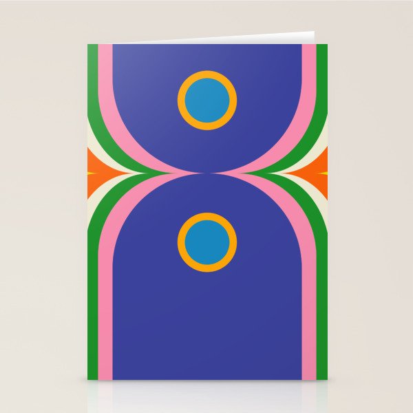 Fun Bold Colorful Mod Curves Retro Abstract Stationery Card Gallery Image 2