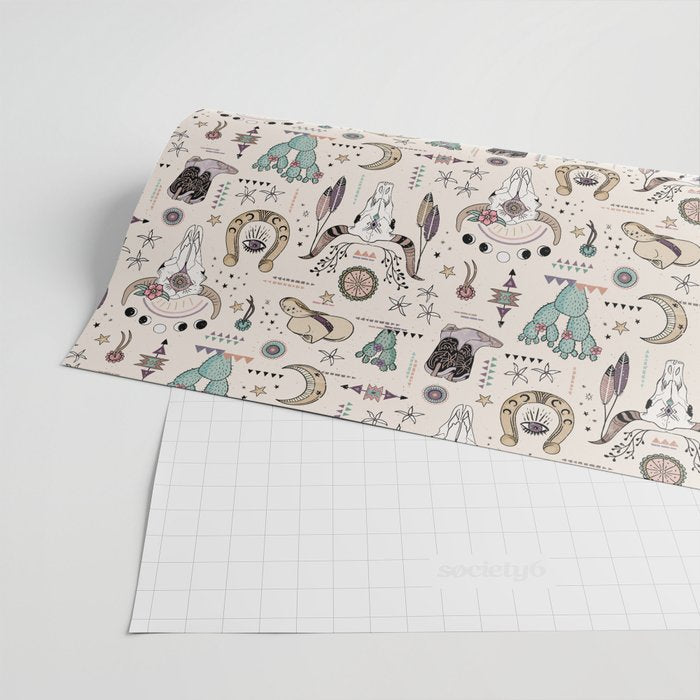Boho Tribal Cowgirl Ephemera - cream Wrapping Paper Gallery Image 2