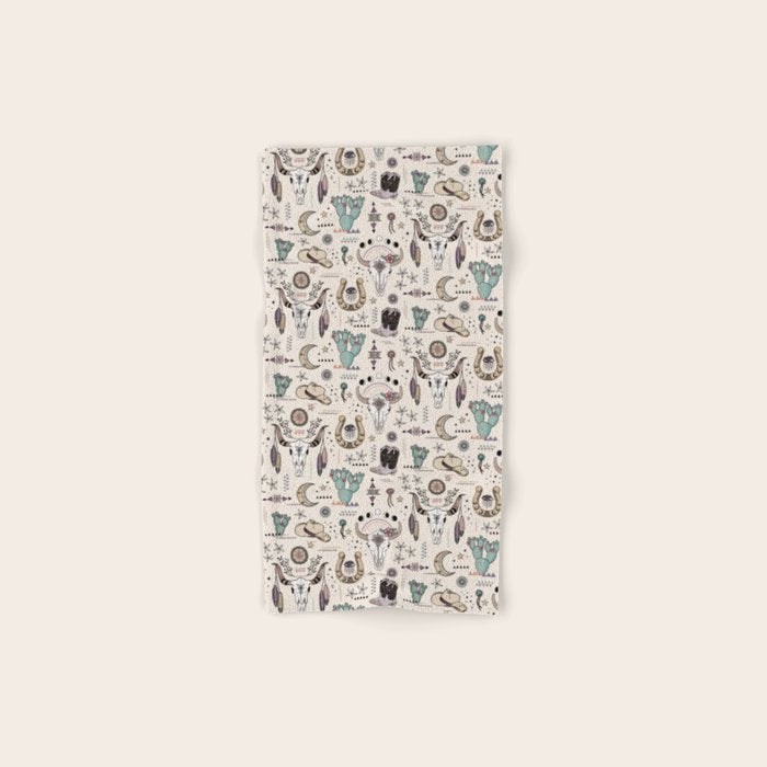 Boho Tribal Cowgirl Ephemera - cream Bath Towel Gallery Image 1