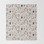 Boho Tribal Cowgirl Ephemera - cream Throw Blanket Gallery Image 2