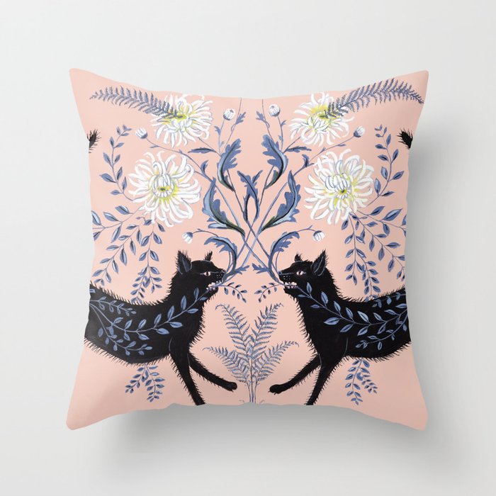 Chrysanthemum Cats Throw Pillow Gallery Image 6