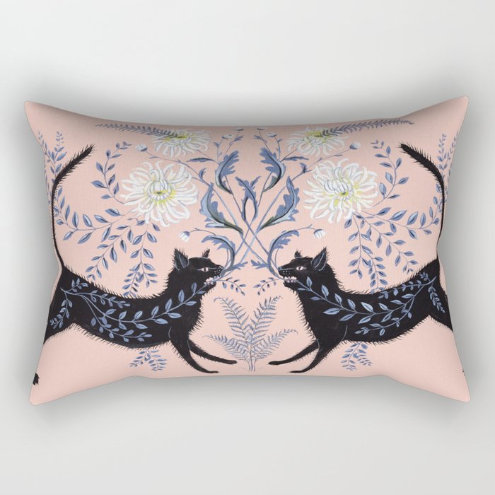 Chrysanthemum Cats Rectangular Pillow Gallery Image 1