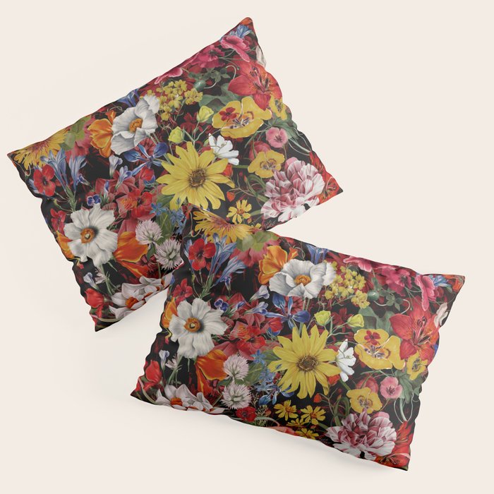 Multicolor Floral Night Garden Pillow Sham Gallery Image 3