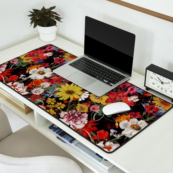 Multicolor Floral Night Garden Desk Mat Gallery Image 2