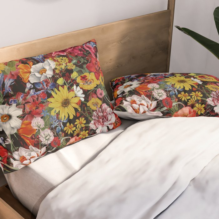 Multicolor Floral Night Garden Pillow Sham Gallery Image 2