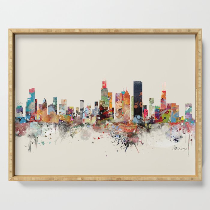 chicago skyline Serving Tray Gallery Image 1