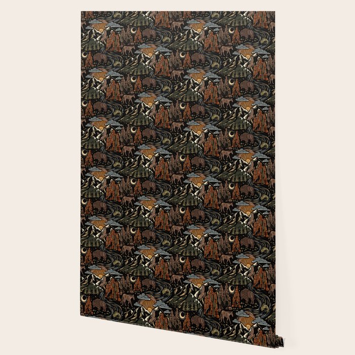 Wild West - dark brown, rust, green, and black Wallpaper Gallery Image 2