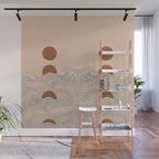 Vintage abstract landscape the great wave ocean sunset moon Wall Mural Gallery Image 1