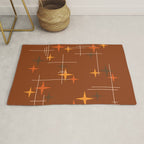 Mid Century Modern Stars Burnt Orange Brown Rug Gallery Image 1