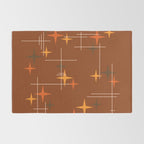 Mid Century Modern Stars Burnt Orange Brown Rug Gallery Image 2
