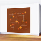 Mid Century Modern Stars Burnt Orange Brown Wall Mural Gallery Image 2