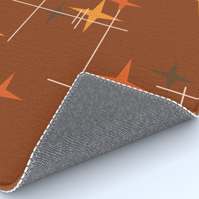 Mid Century Modern Stars Burnt Orange Brown Rug Gallery Image 4