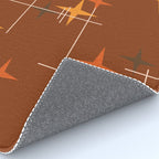 Mid Century Modern Stars Burnt Orange Brown Rug Gallery Image 4