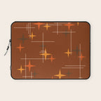 Mid Century Modern Stars Burnt Orange Brown Laptop Sleeve Gallery Image 1
