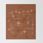 Mid Century Modern Stars Burnt Orange Brown Throw Blanket Gallery Image 2