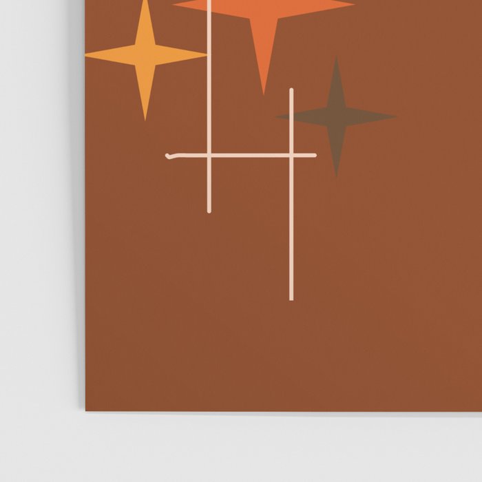 Mid Century Modern Stars Burnt Orange Brown Poster Gallery Image 3