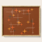Mid Century Modern Stars Burnt Orange Brown Serving Tray Gallery Image 1