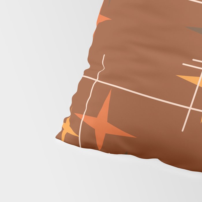 Mid Century Modern Stars Burnt Orange Brown Pillow Sham Gallery Image 4