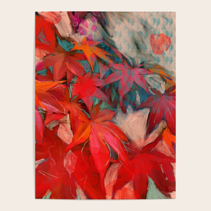red leaves abstract art Poster Gallery Image 1