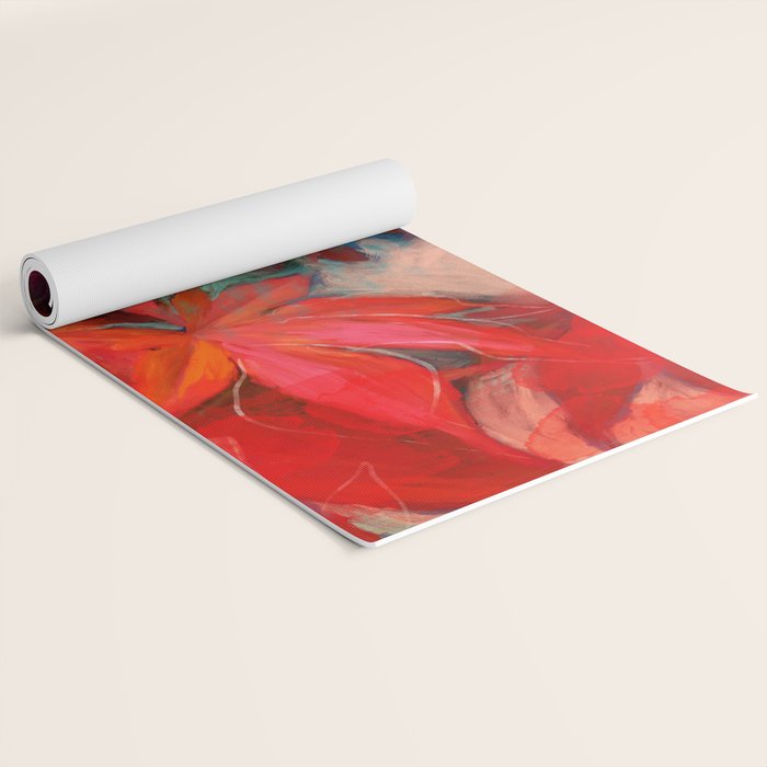 red leaves abstract art Yoga Mat Gallery Image 2