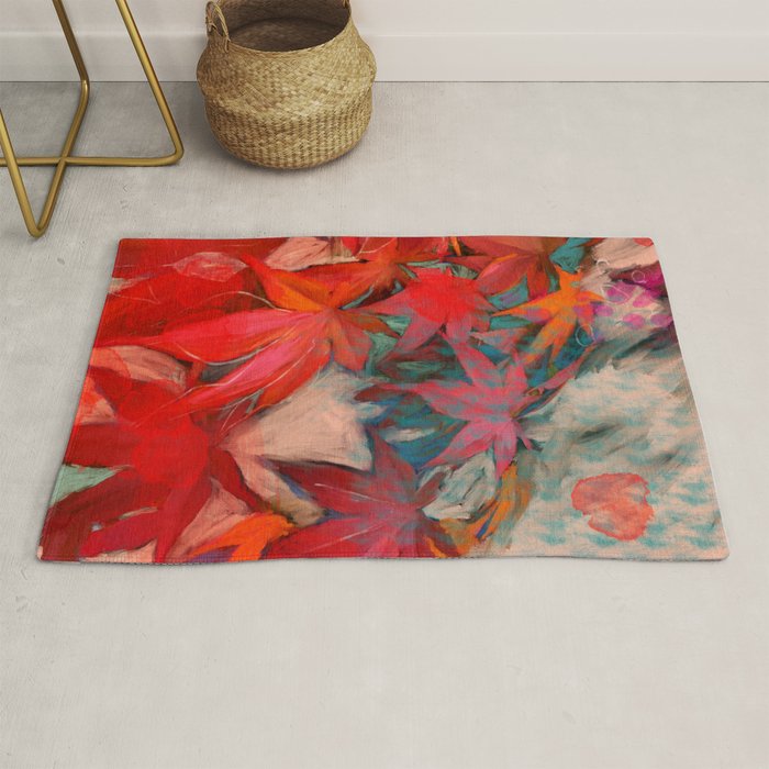 red leaves abstract art Rug Gallery Image 1