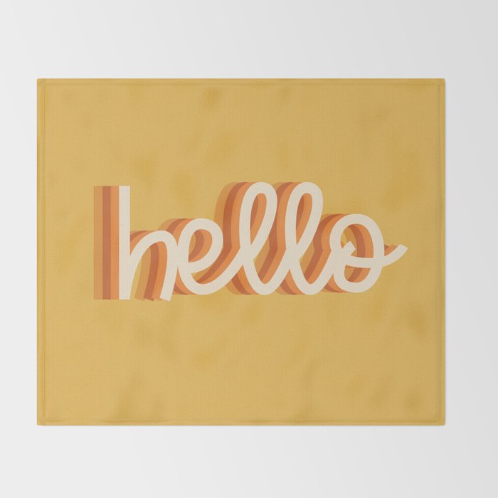 Hello - retro Throw Blanket Gallery Image 2