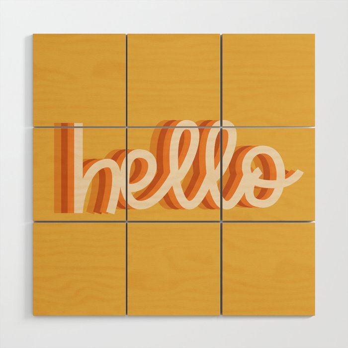 Hello - retro Wood Wall Art Gallery Image 1