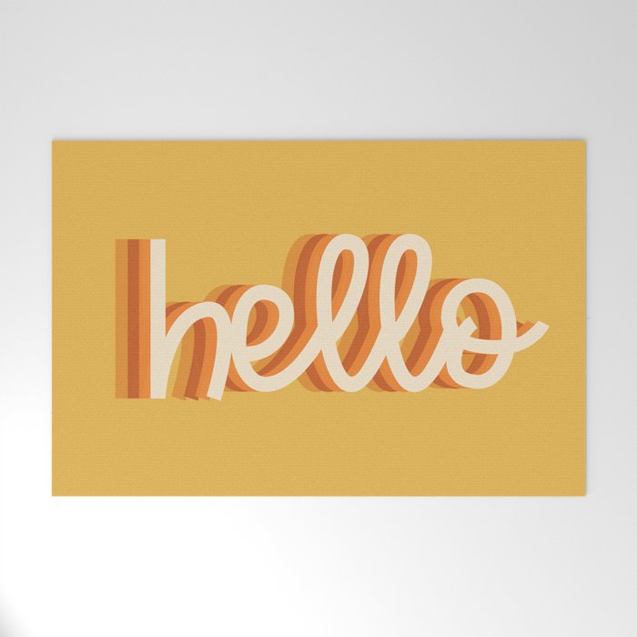 Hello - retro Welcome Mat Gallery Image 1