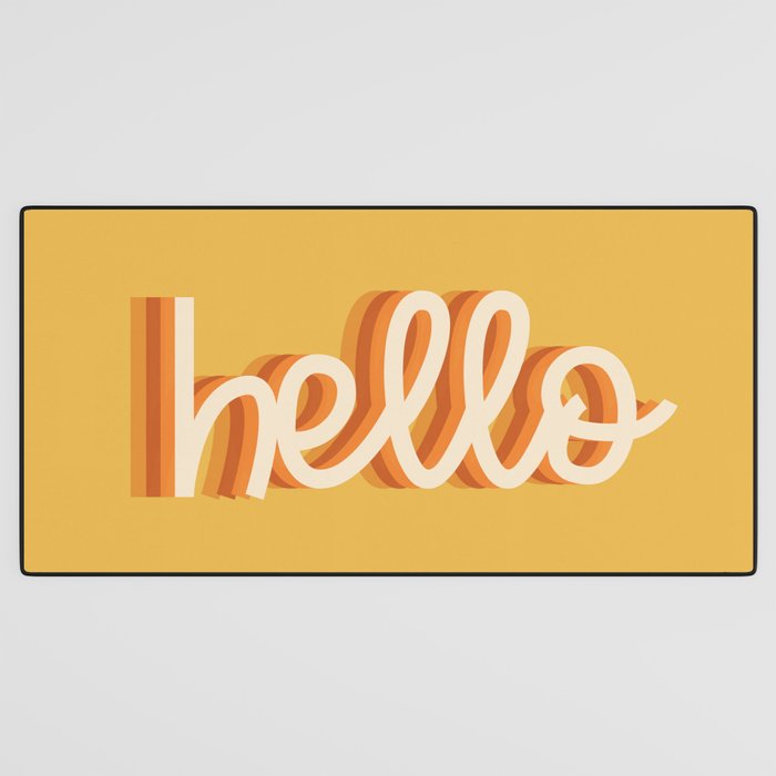 Hello - retro Desk Mat Gallery Image 3