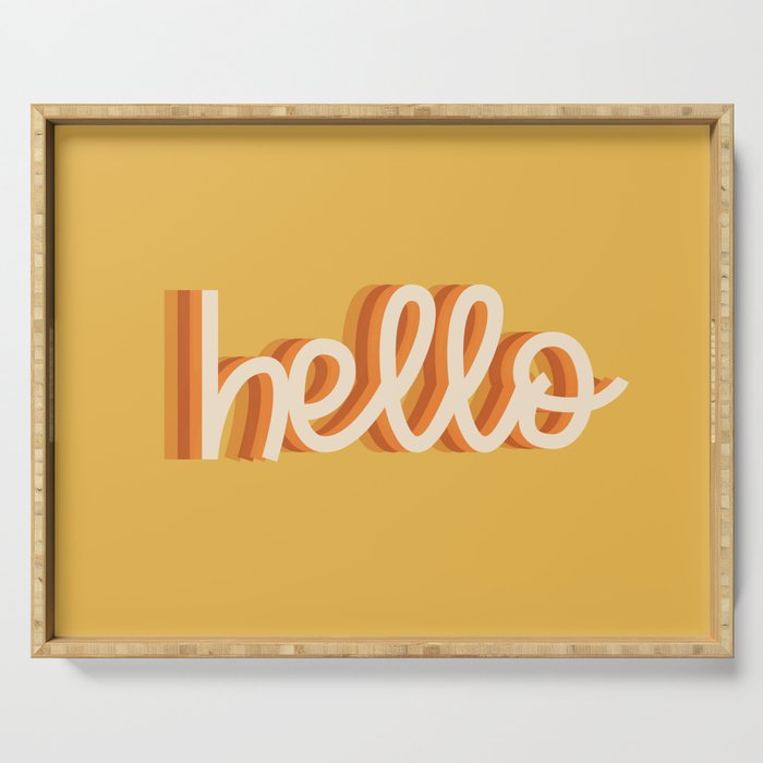 Hello - retro Serving Tray Gallery Image 1