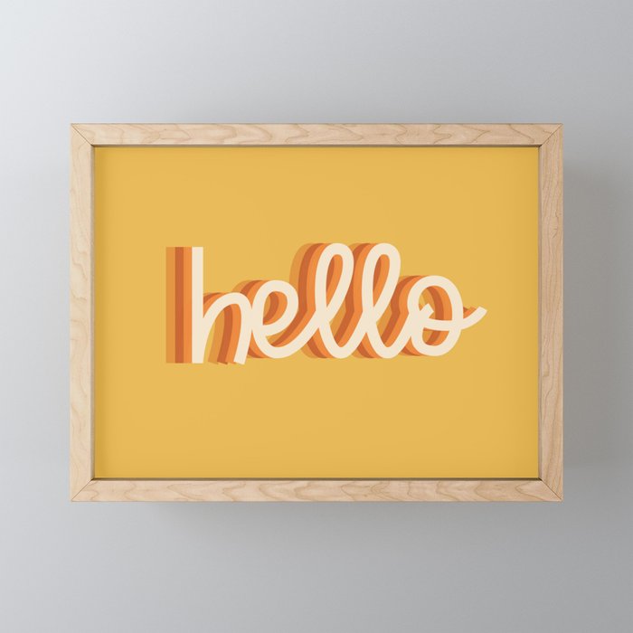 Hello - retro Mini Art Print Gallery Image 1