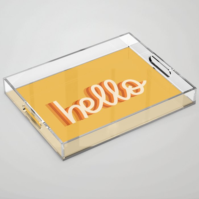 Hello - retro Acrylic Tray Gallery Image 1