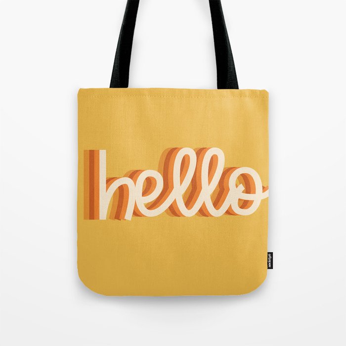 Hello - retro Tote Bag Gallery Image 1